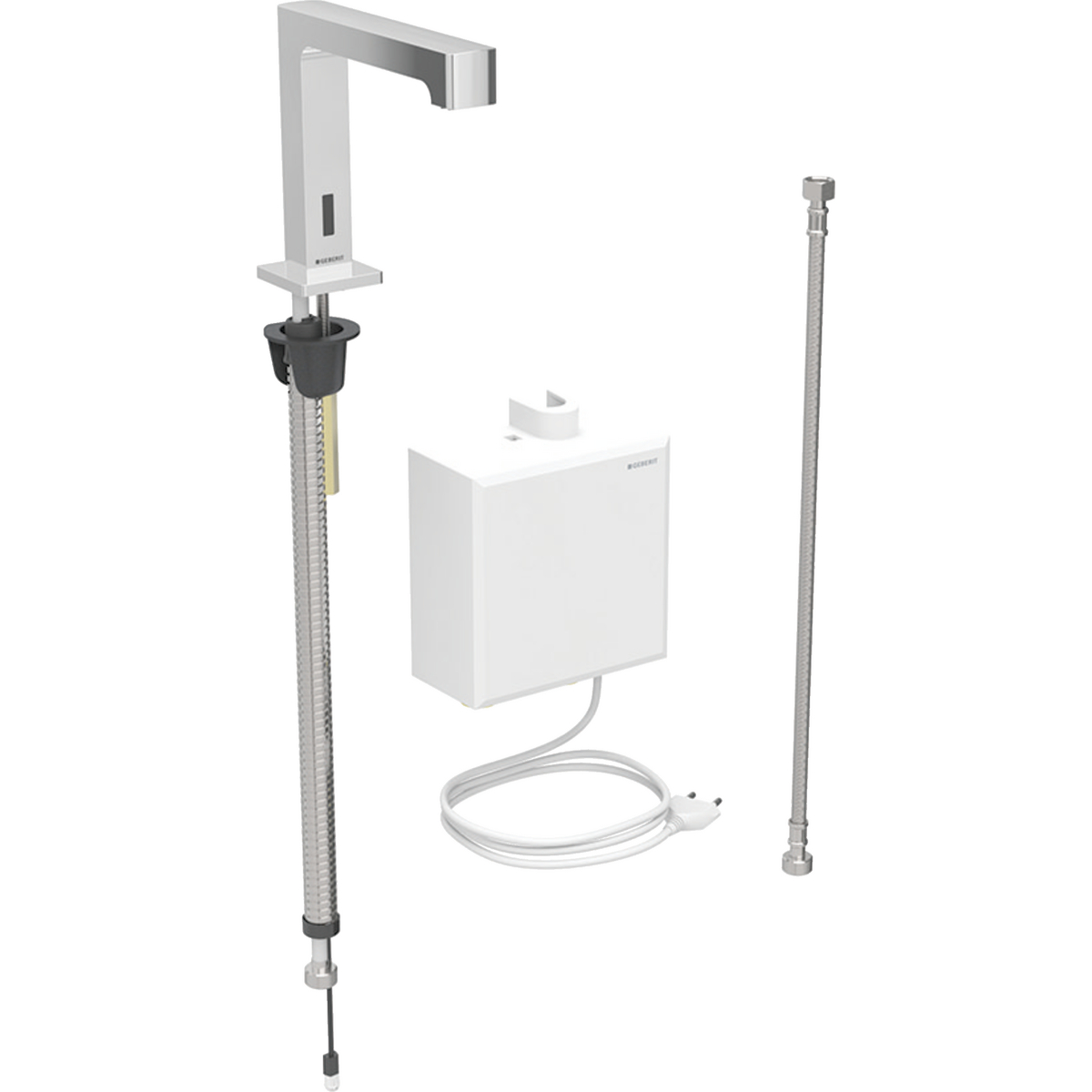 Geberit Brenta washbasin tap, deck-mounted, mains operation, with exposed function box: chrome / glossy, Mixer=without mixer