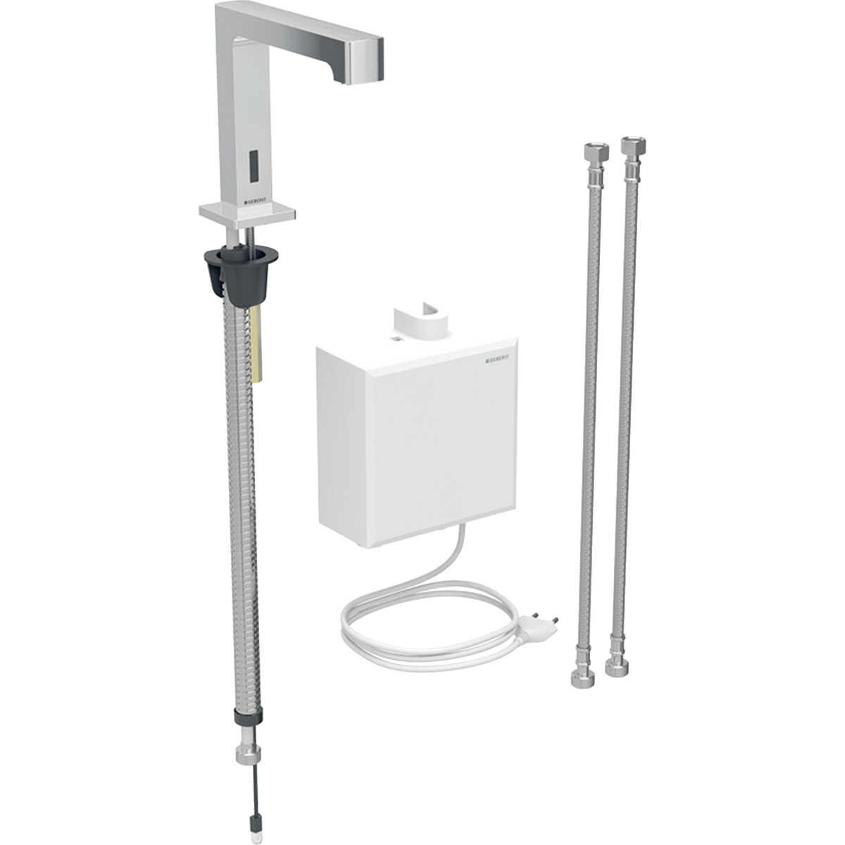 Geberit Brenta washbasin tap, deck-mounted, mains operation, with exposed function box: chrome / glossy, Mixer=with mixer