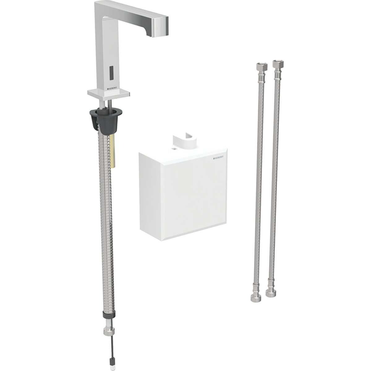 Geberit Brenta washbasin tap, deck-mounted, generator operation, with exposed function box: chrome / glossy, Mixer=with mixer