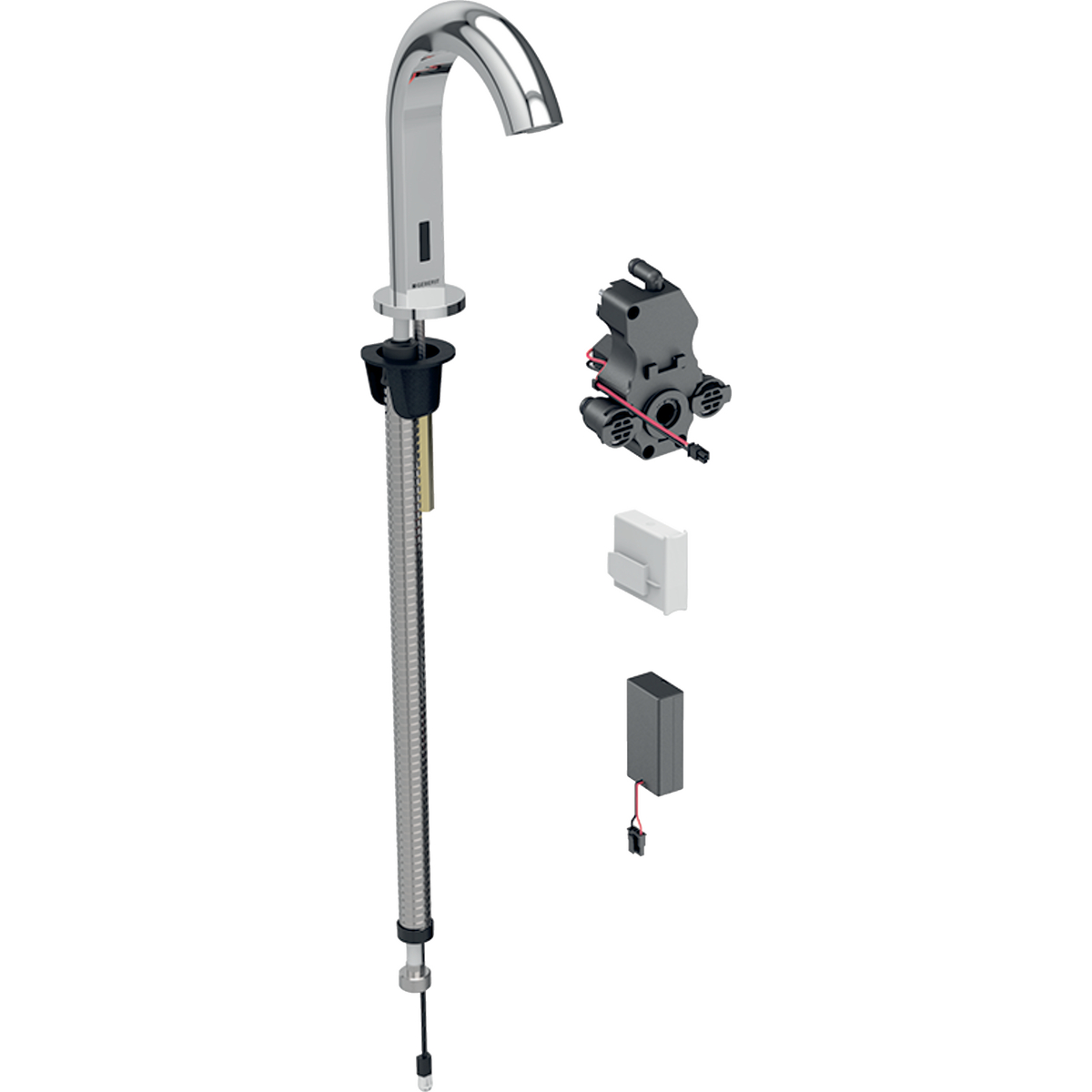 Geberit Piave washbasin tap, deck-mounted, battery operation, for concealed function box: chrome / glossy, Mixer=without mixer