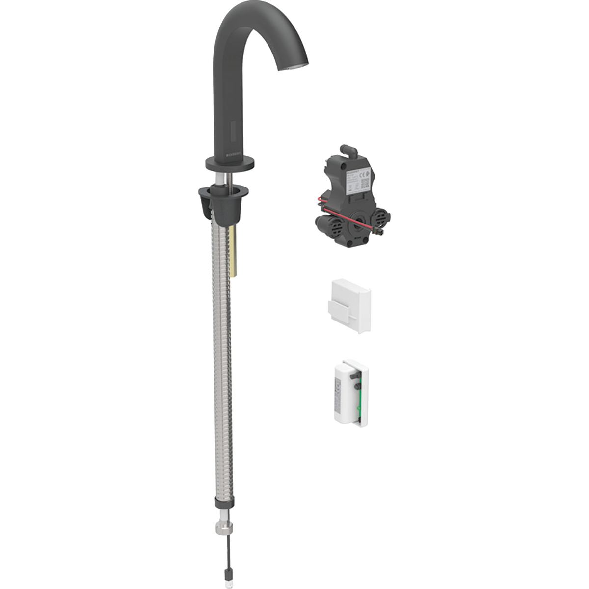 Geberit Piave washbasin tap, deck-mounted, generator operation, for concealed function box: black matt / easy-to-clean coated, Mixer=without mixer
