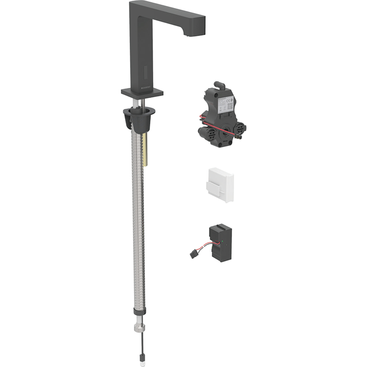 Geberit Brenta washbasin tap, deck-mounted, mains operation, for concealed function box: black matt / easy-to-clean coated, Mixer=with mixer