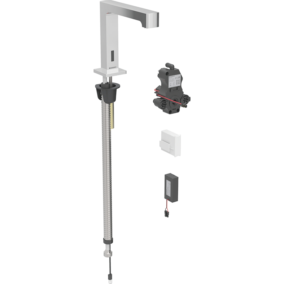 Geberit Brenta washbasin tap, deck-mounted, battery operation, for concealed function box: chrome / glossy, Mixer=without mixer