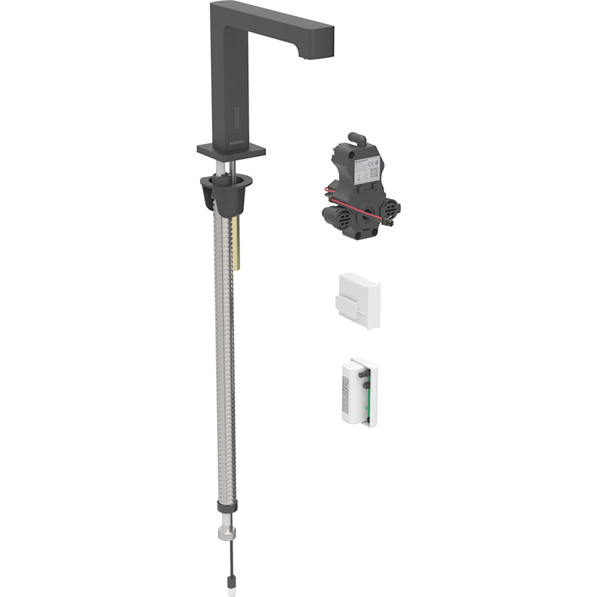 Geberit Brenta washbasin tap, deck-mounted, generator operation, for concealed function box: black matt / easy-to-clean coated, Mixer=with mixer