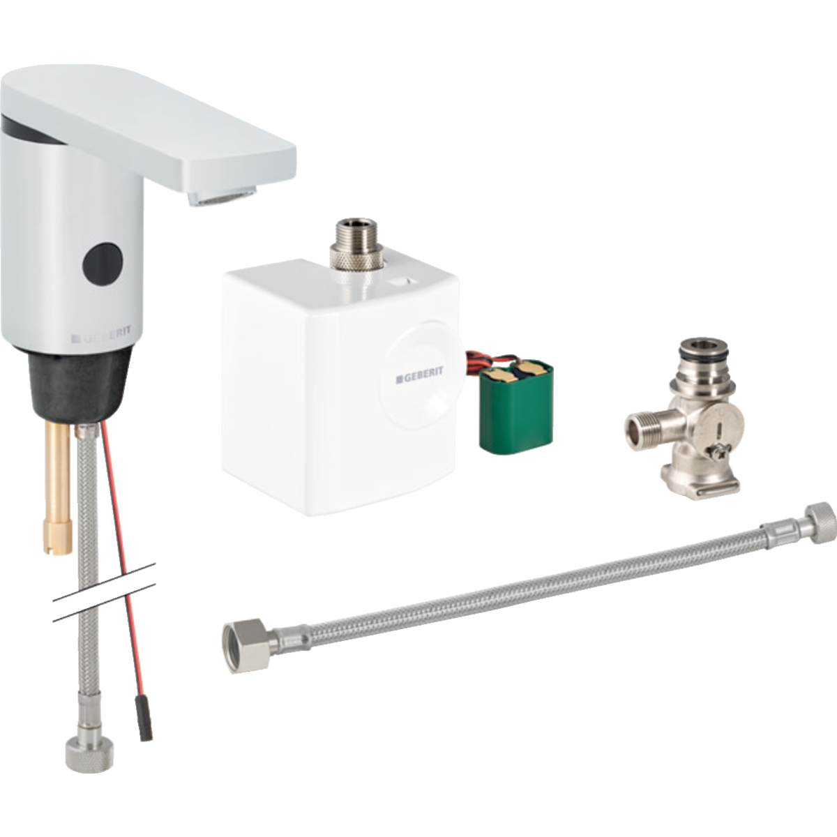 Geberit Type 186 washbasin tap, generator operation: chrome / glossy, Mixer=with below-desk mixer
