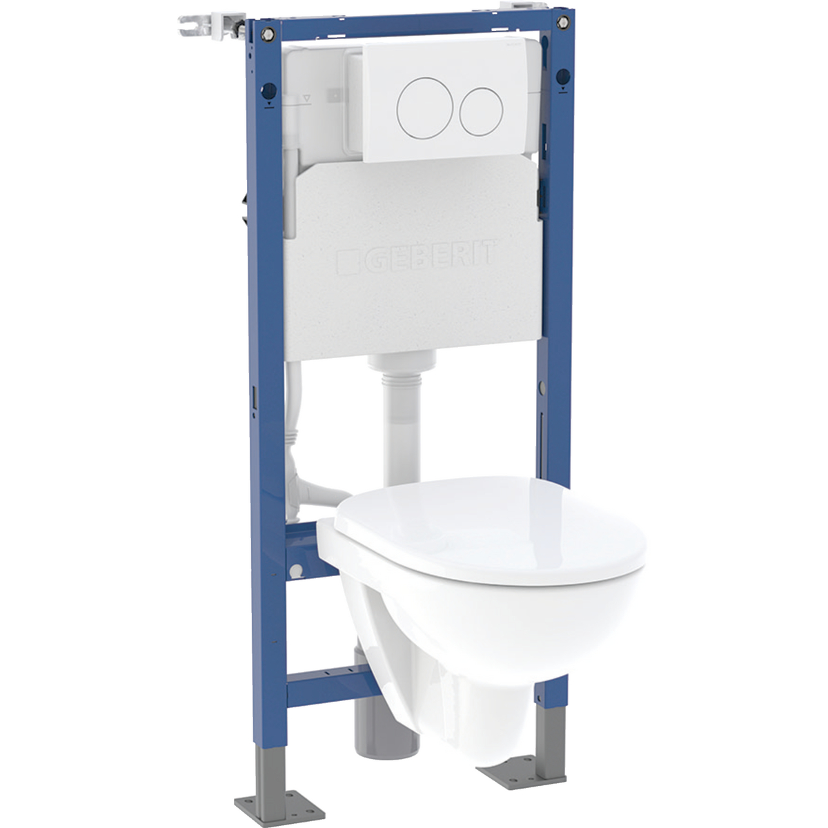 Geberit Duofix set of element for wall-hung WC, 112 cm, with Delta concealed cistern 12 cm, freestanding, Delta20 actuator plate round, G-400 wall-hung WC Rimfree