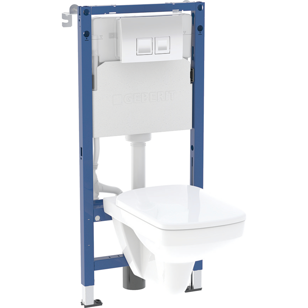 Geberit set of element for wall-hung WC, 112 cm, with Delta concealed cistern 12 cm, Delta25 actuator plate, square, Selnova Square wall-hung WC, square, Rimfree