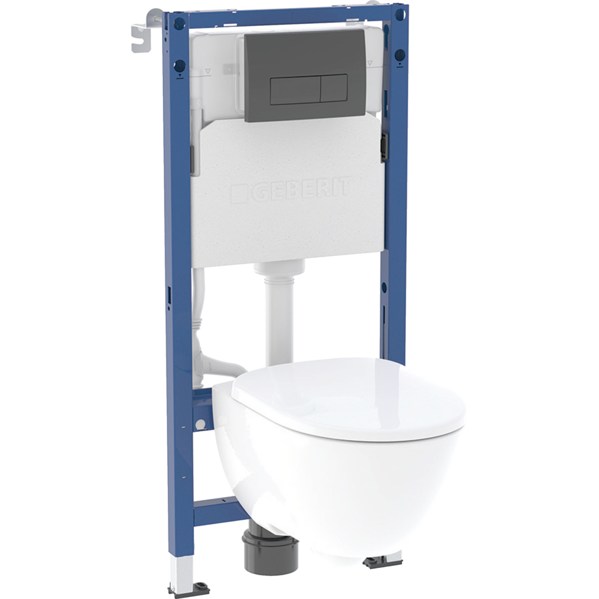 Geberit set of element for wall-hung WC, 112 cm, with Delta concealed cistern 12 cm, Delta50 actuator plate, square, Modo wall-hung WC, Rimfree