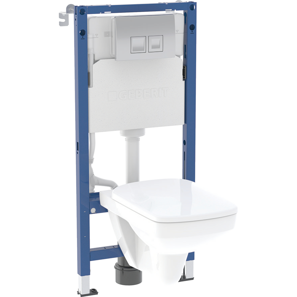 Geberit set of element for wall-hung WC, 112 cm, with Delta concealed cistern 12 cm, Delta25 actuator plate, square, Selnova Square wall-hung WC, square, Rimfree