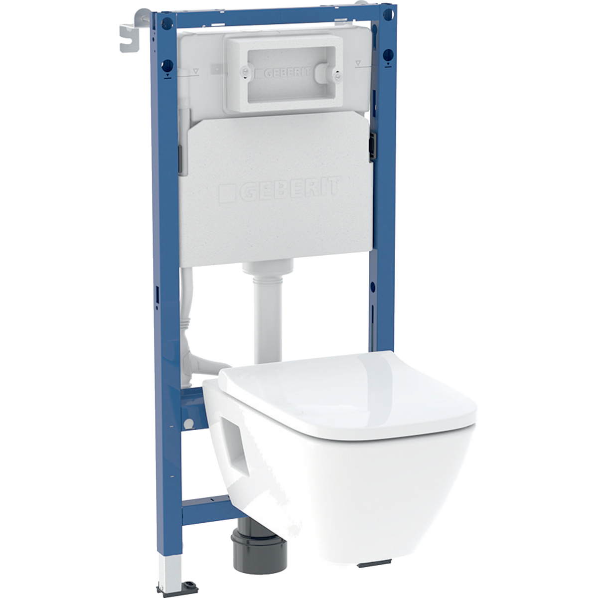 Geberit set of element for wall-hung WC, 112 cm, with Delta concealed cistern 12 cm, Selnova Square wall-hung WC, square
