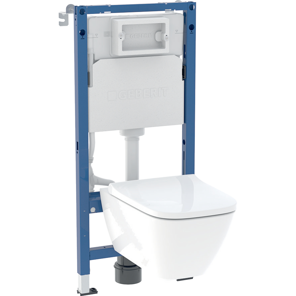 Geberit set of element for wall-hung WC, 112 cm, with Delta concealed cistern 12 cm, Smyle wall-hung WC, square