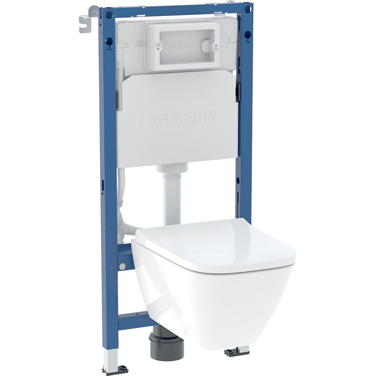 Geberit set of element for wall-hung WC, 112 cm, with Delta concealed cistern 12 cm, Smyle wall-hung WC, square, Rimfree