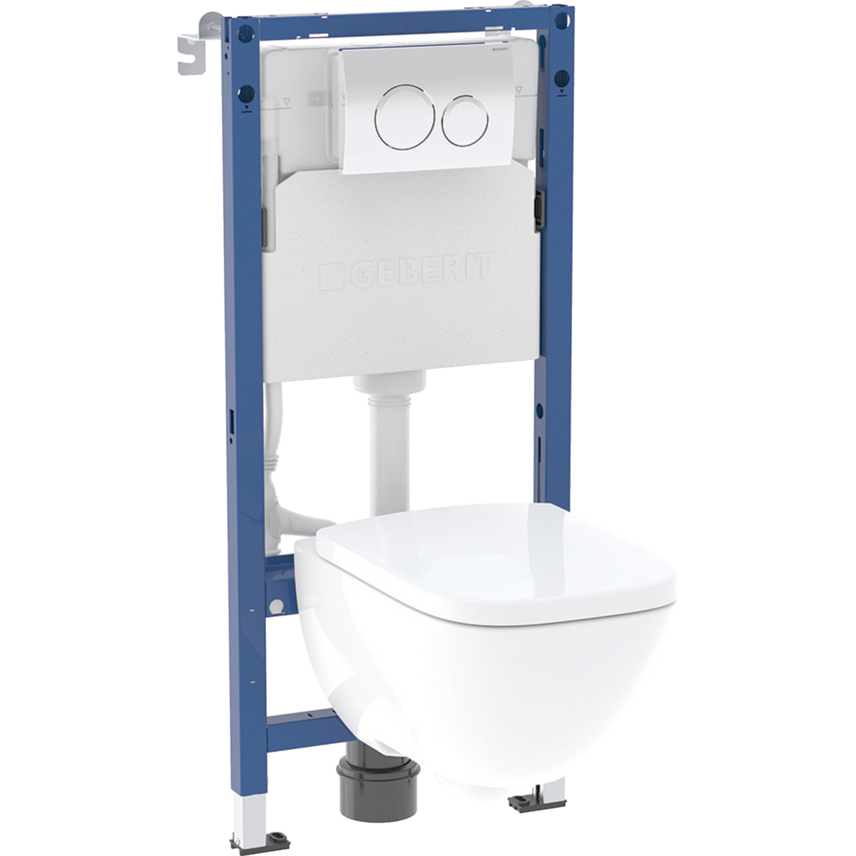 Geberit set of element for wall-hung WC, 112 cm, with Delta concealed cistern 12 cm, Delta20 actuator plate, round, Light WC, Rimfree