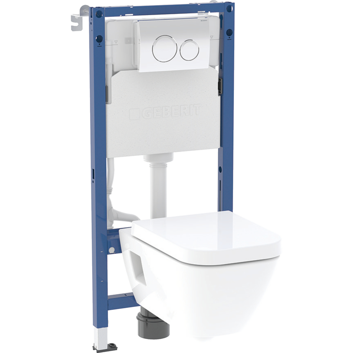 Geberit set of element for wall-hung WC, 112 cm, with Delta concealed cistern 12 cm, Delta20 actuator plate, round, Selnova Square wall-hung WC, square, Rimfree