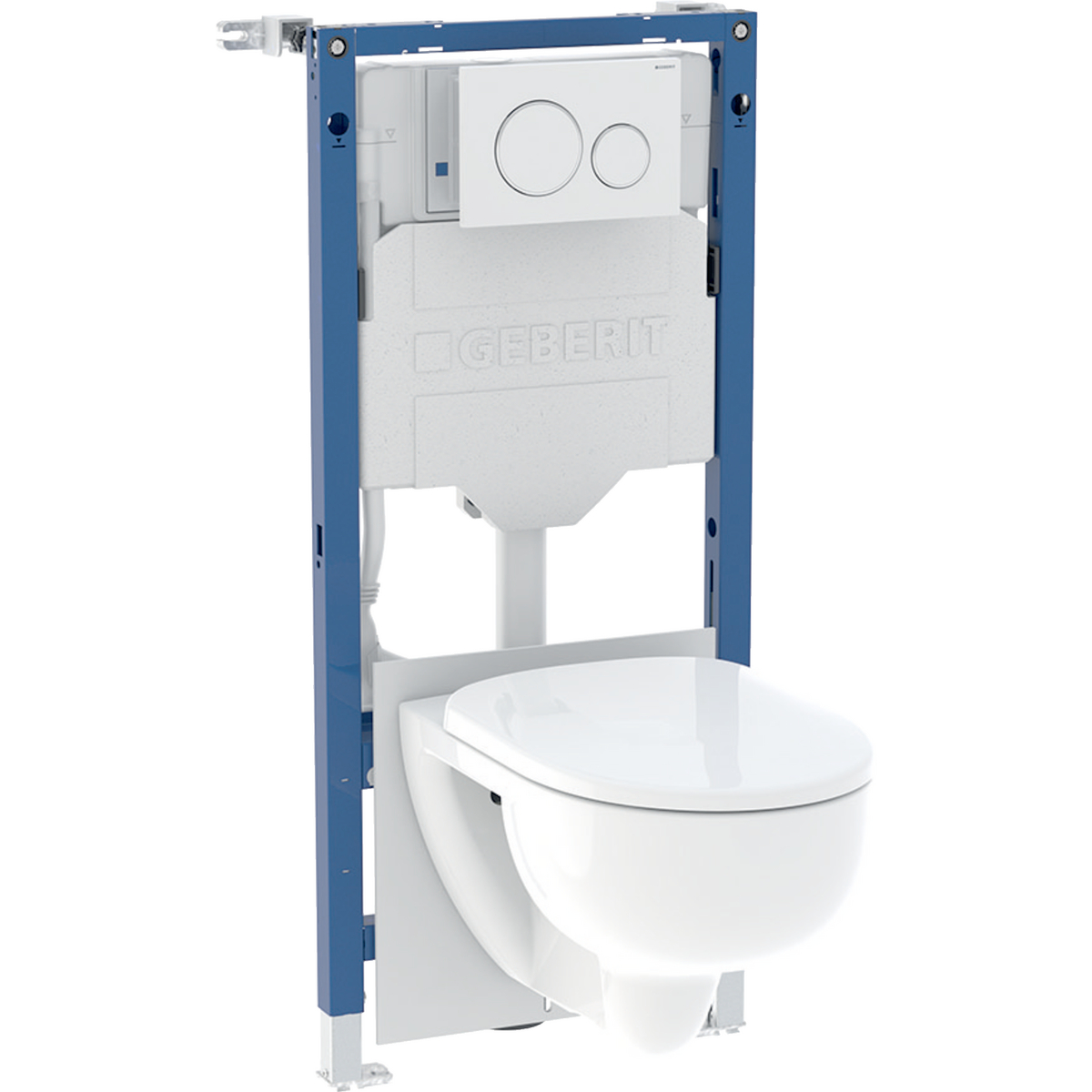 Geberit Systemfix set of element for wall-hung WC, 112 cm, with Sigma concealed cistern 12 cm, Sigma20 actuator plate, round, Selnova wall-hung WC, TurboFlush