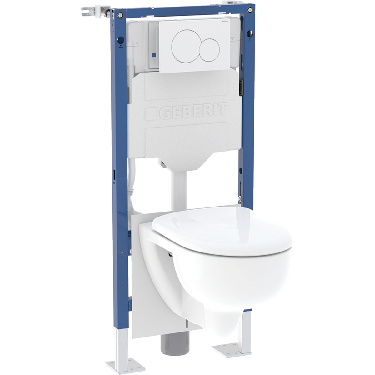 Geberit Duofix set of element for wall-hung WC, 112 cm, with Sigma concealed cistern 12 cm, Sigma01 actuator plate, round, Renova wall-hung WC, TurboFlush