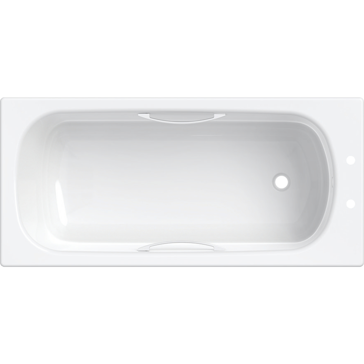 Twyford Celtic rectangular bathtub with feet and handles: 150x70cm, Outlet=right, Total water capacity=137l