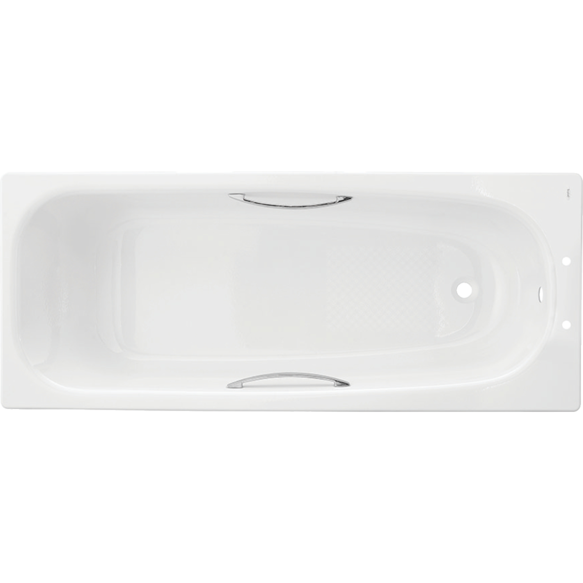 Twyford Shallow rectangular bathtub, antislip surface, with feet and handles